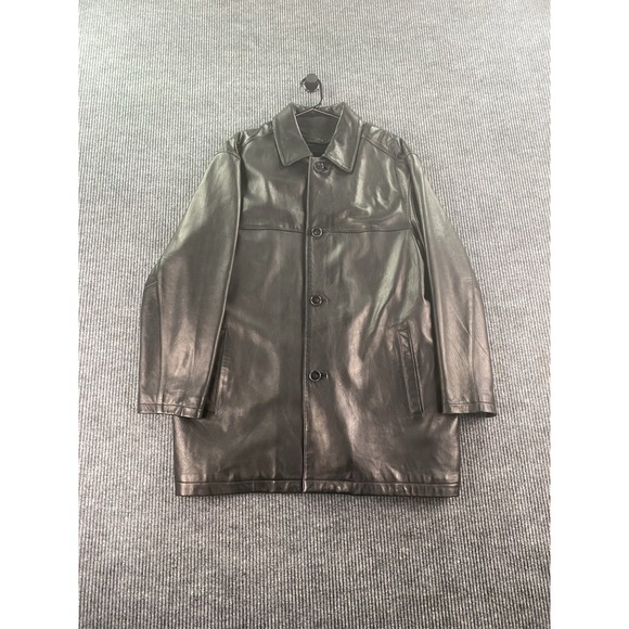 Vintage Andrew Marc Leather Jacket Men Large Black Wool Cashmere Lined Bomber - Picture 1 of 11